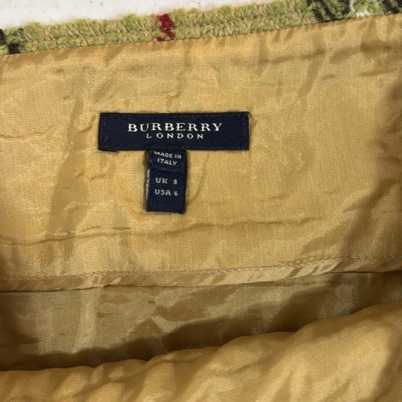 Burberry Tweed Mini Skirt Nova Check Green & Tan Size 6 - Picture 6 of 10